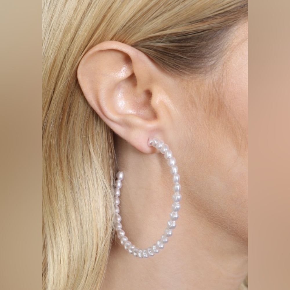 NEW! Pearl Hearts Hoop Earrings